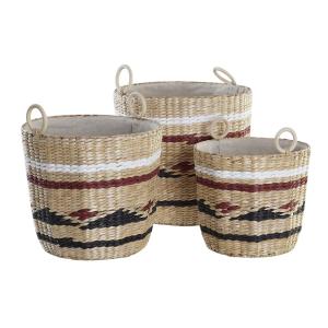 Colonial fibre storage basket DKD Home Decor 38x38x36 cm (x3) image-1