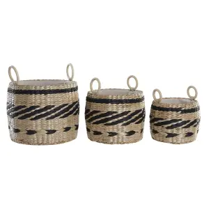 Panier de rangement fibre naturelle colonial DKD Home Decor 30x30x25 cm (x3) image-0