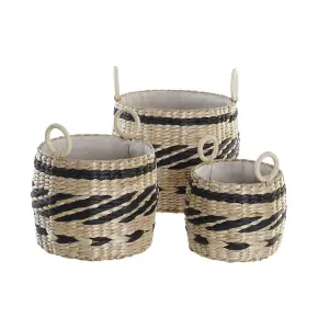 Panier de rangement fibre naturelle colonial DKD Home Decor 30x30x25 cm (x3) image-1