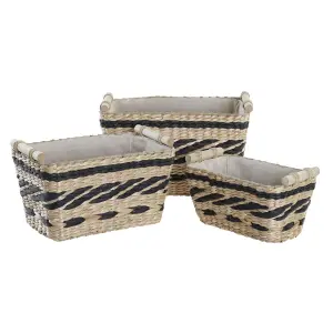 Panier de rangement polyester colonial fibre DKD Home Decor 38x26x24 cm (x3) image-1