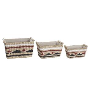 Colonial fibre storage basket DKD Home Decor 39x27x24 cm (x3)