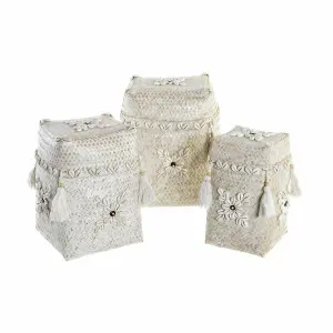 Panier de rangement bambou coquillages DKD Home Decor 24x24x30 cm (x3) image-2