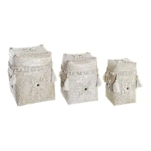 Panier de rangement bambou coquillages DKD Home Decor 24x24x30 cm (x3) image-0