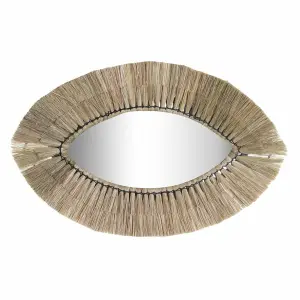 Miroir mural oval en verre et jute DKD Home Decor image-0