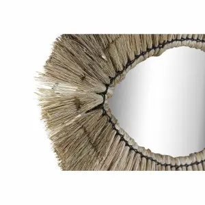 Miroir mural oval en verre et jute DKD Home Decor image-1