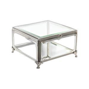 Szklane i metalowe pudełko na biżuterię DKD Home Decor