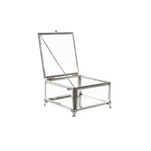Szklane i metalowe pudełko na biżuterię DKD Home Decor image-1