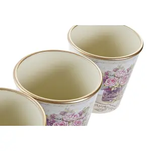 Vaso in PVC alluminio DKD Home Decor Shabby Chic 38x12x14 cm (x3) image-3