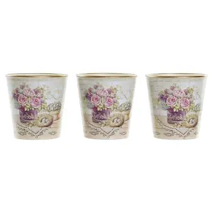 Vaso in PVC alluminio DKD Home Decor Shabby Chic 38x12x14 cm (x3) image-0
