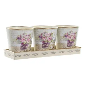 Vaso in PVC alluminio DKD Home Decor Shabby Chic 38x12x14 cm (x3) image-1