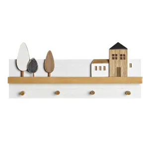 Ξύλινο κρεμάστρα με σπίτια πόλης DKD Home Decor image-0