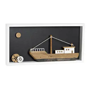 Διακοσμητική φιγούρα ξύλινο σκάφος DKD Home Decor image-0
