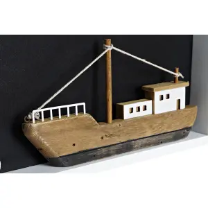 Διακοσμητική φιγούρα ξύλινο σκάφος DKD Home Decor image-1