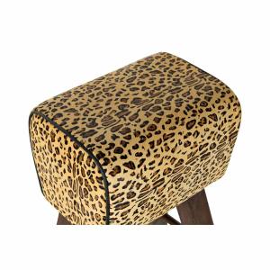 Wooden leather stool DKD Home Decor image-2