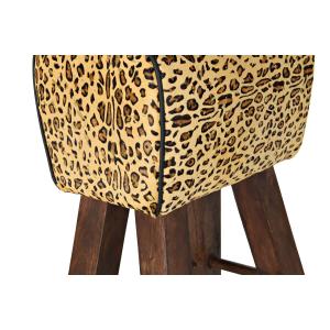 Wooden leather stool DKD Home Decor image-3