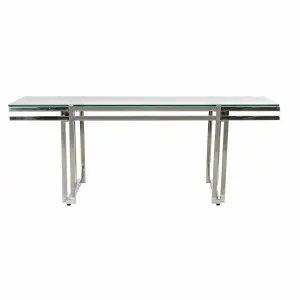 Stainless steel glass coffee table DKD Home Decor