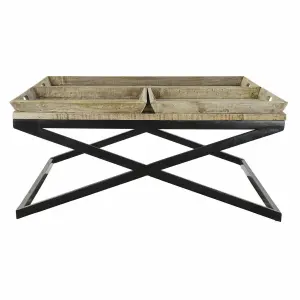 Natural wood metal coffee table DKD Home Decor 120x120x55 cm image-1