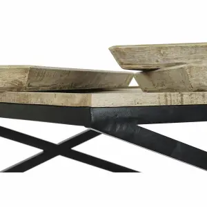 Natural wood metal coffee table DKD Home Decor 120x120x55 cm image-3