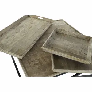 Natural wood metal coffee table DKD Home Decor 120x120x55 cm image-4