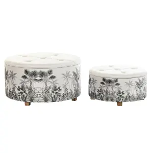 Polyester MDF pouffe DKD Home Decor 80x80x43 cm image-1