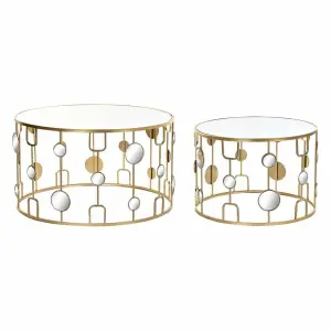 Mirror coffee table with geometric pattern DKD Home Decor 80x80x45 cm (x2) image-0