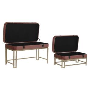 Bænkesæde i metal og fløjl DKD Home Decor image-1