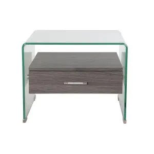 Wood and glass bedside table MDF DKD Home Decor 50x40x45,5 cm image-1