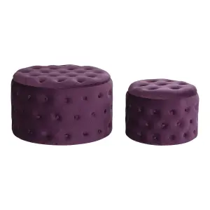 Polyester pouffe with MDF wood DKD Home Decor 70x70x42 cm (x2)