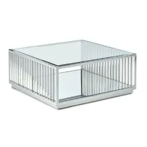 Γυάλινο τραπεζάκι σαλονιού από ατσάλι DKD Home Decor 100x100x45 cm image-0