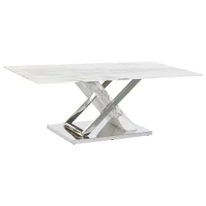 Mesa baja de vidrio y acero DKD Home Decor 120x60x42 cm