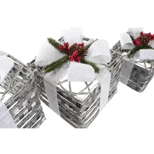 LED διακοσμητικά κουτιά με χιόνι DKD Home Decor 25x25x29 cm (x3) image-3