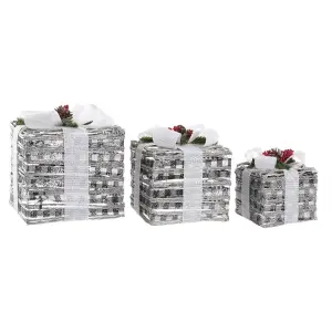 LED διακοσμητικά κουτιά με χιόνι DKD Home Decor 25x25x29 cm (x3) image-2