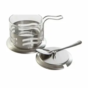 Zuccheriera di base in acciaio inox in vetro DKD Home Decor image-1