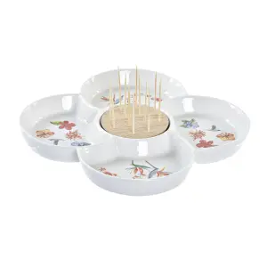 Tropical stoneware bamboo aperitif tray DKD Home Decor image-0