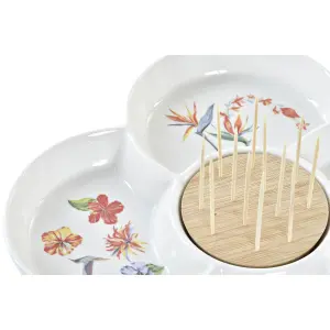 Tropical stoneware bamboo aperitif tray DKD Home Decor image-2