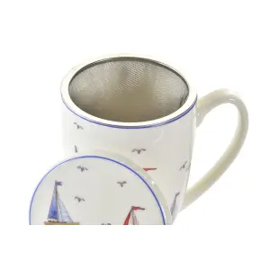 Cup with filter for infusions stainless steel porcelain DKD Home Decor image-3