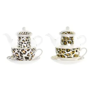 Czajnik w leopardzie, szklany, porcelanowy DKD Home Decor (x2)