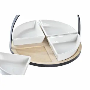 Σετ πιάτων μέταλλο μπαμπού γκρέιτς λοφτ DKD Home Decor 21,5 x 21,5 x 14 cm image-2
