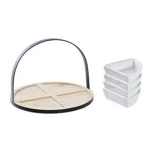 Σετ πιάτων μέταλλο μπαμπού γκρέιτς λοφτ DKD Home Decor 21,5 x 21,5 x 14 cm image-0
