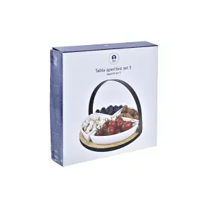Σετ πιάτων μέταλλο μπαμπού γκρέιτς λοφτ DKD Home Decor 21,5 x 21,5 x 14 cm image-3