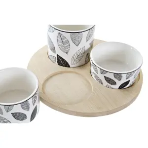 Juego de mesa de bambú y cerámica estilo cottage DKD Home Decor 8 cm 20 x 20 x 8 cm image-2