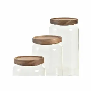 Tarro de vidrio borosilicado DKD Home Decor Acacia 400 ml (x3) image-2