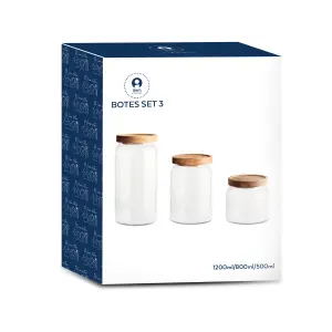 Tarro de vidrio borosilicado DKD Home Decor Acacia 400 ml (x3) image-3
