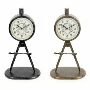 Ρολόι τραπεζιού από σίδηρο PVC loft DKD Home Decor (x2) image-0