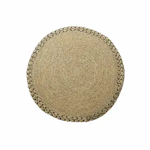 Tapis naturel polyester bicolore tropical DKD Home Decor 140x0,5x140 cm image-0