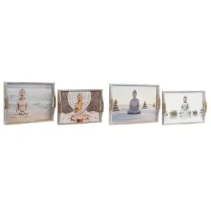 Jeux de plateaux buda oriental en bois MDF DKD Home Decor 40x30x6 cm (x2) image-0