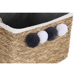 Panier de rangement fibre naturelle pompons DKD Home Decor 33x33x25 cm (x2) image-2