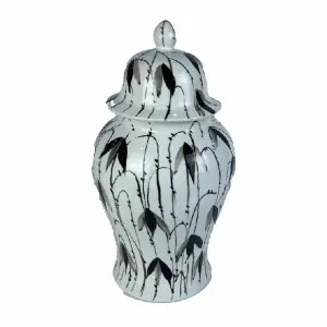 Potiche porcelaine feuille d'une plante DKD Home Decor Oriental image-0