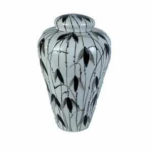 Potiche porcelaine feuille d'une plante DKD Home Decor Oriental image-0