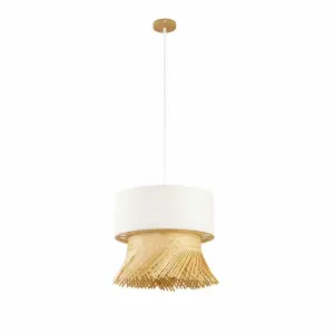 Lampe à suspension en polyester bambou DKD Home Decor image-0